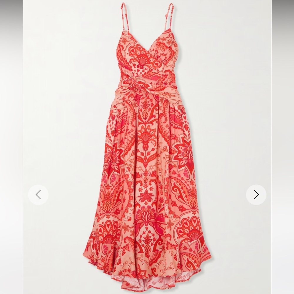 Farm Rio Jaipur ruched printed linen-blend maxi dress